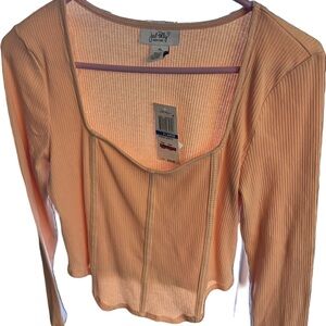 🎄Peach Ribbed Women's Top